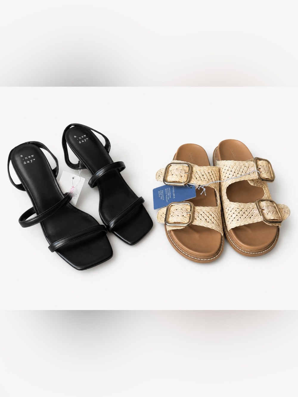 NWT Sandal bundle Tan crochet & Black Strappy Heeled Sandals